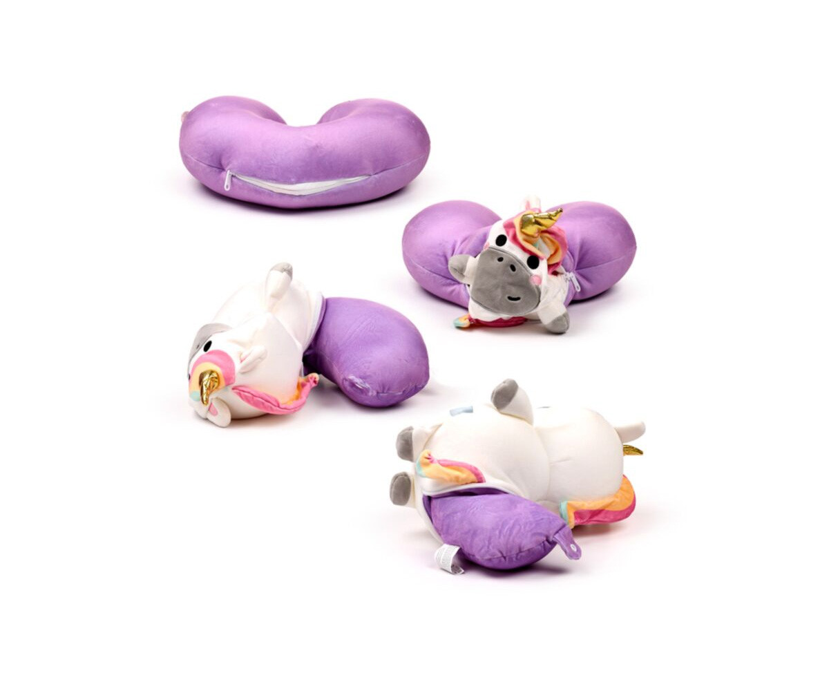 Almohada de Viaje y Peluche 2 en 1 Swapseazzz Unicornio Adoracorns