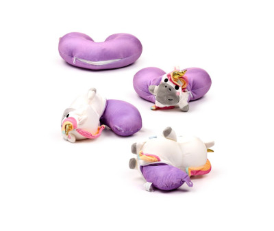 Almohada de Viaje y Peluche 2 en 1 Swapseazzz Unicornio Adoracorns