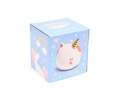 Hucha de Cerámica Unicornio Arcoíris Encantado Blanco