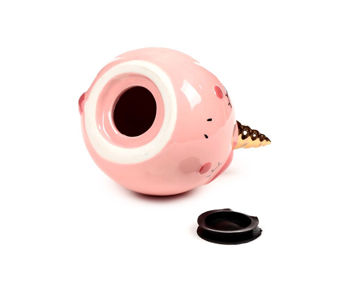 Hucha de Cerámica Unicornio Arcoíris Encantado Rosa