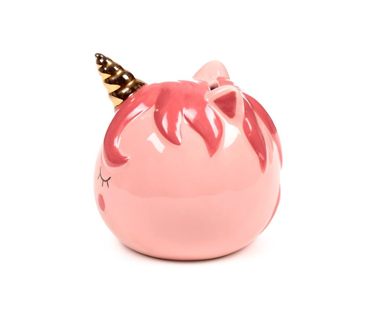 Hucha de Cerámica Unicornio Arcoíris Encantado Rosa