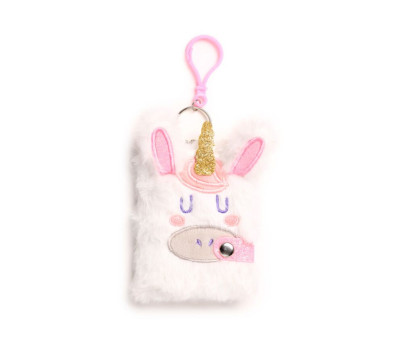 Mini Bloc de Notas de Peluche con Bolígrafo Unicornio Mágico