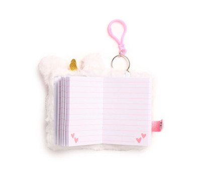 Mini Bloc de Notas de Peluche con Bolígrafo Unicornio Mágico