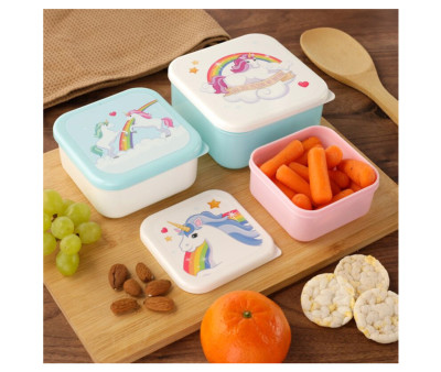 3 Scatoline Pranzo Rainbow Unicorn