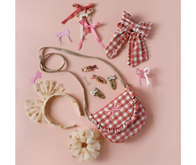 Bolso Infantil Gingham Ruffle Bow