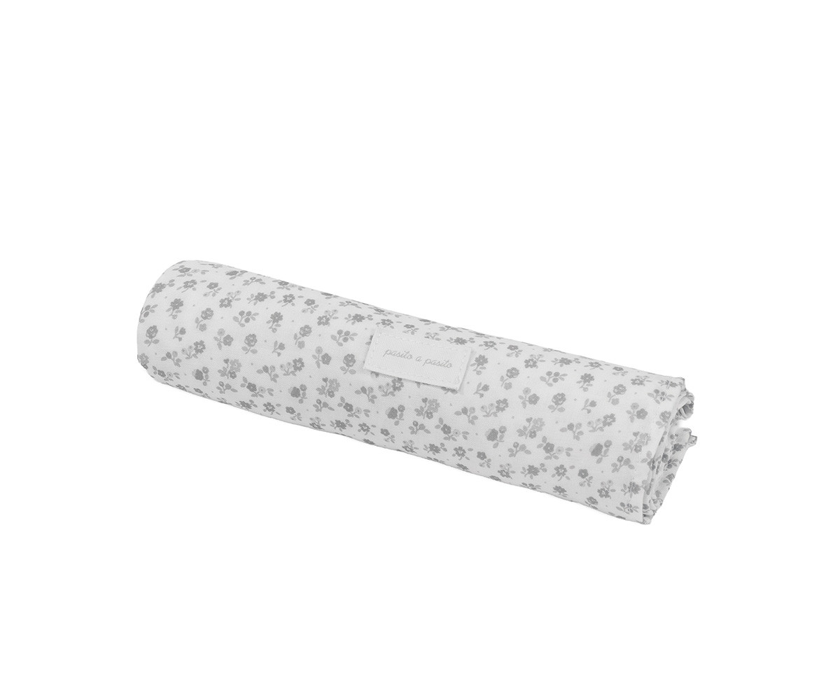 2 Mussoline 70x70cm Little Bloom Flower Grey