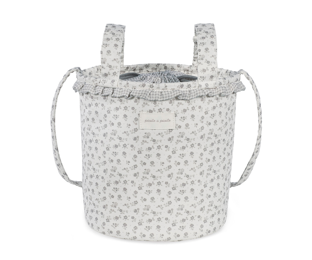 Borsa a Secchiello Bucket Little Bloom Flower Grey