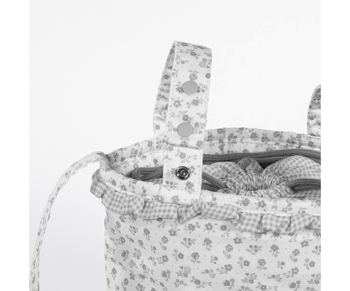 Borsa a Secchiello Bucket Little Bloom Flower Grey