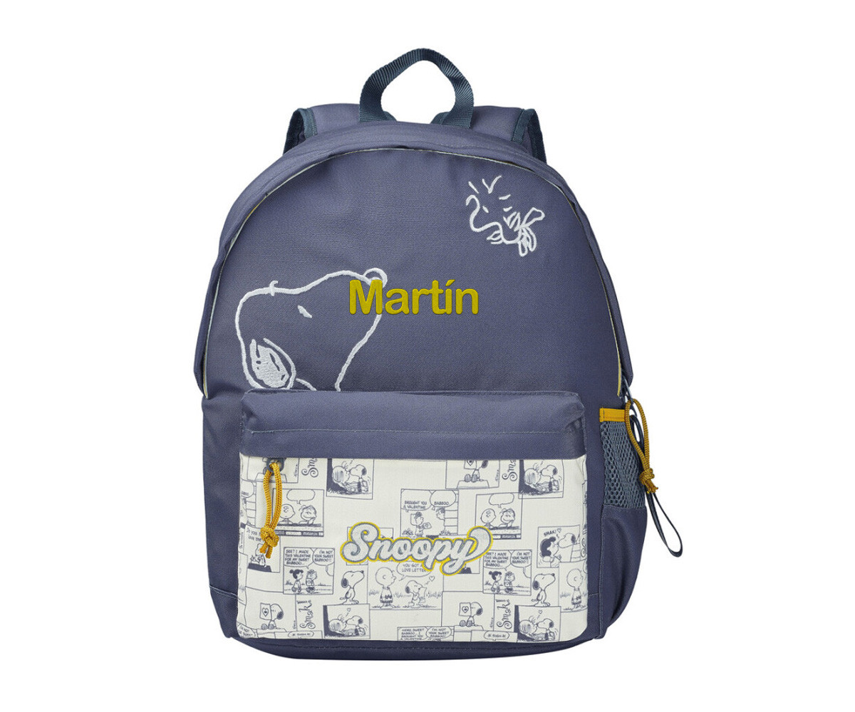 Mochila Escolar Adaptable a Carro Snoopy Personalizable