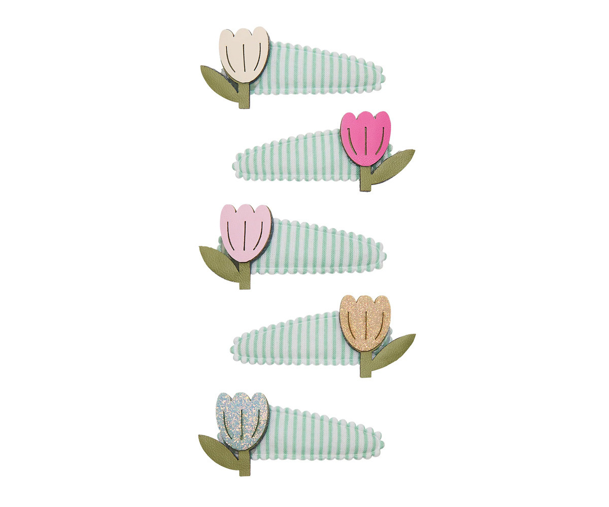 5 Mini Clips Tulip Stripe