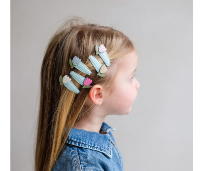 5 Mini Clips Tulip Stripe