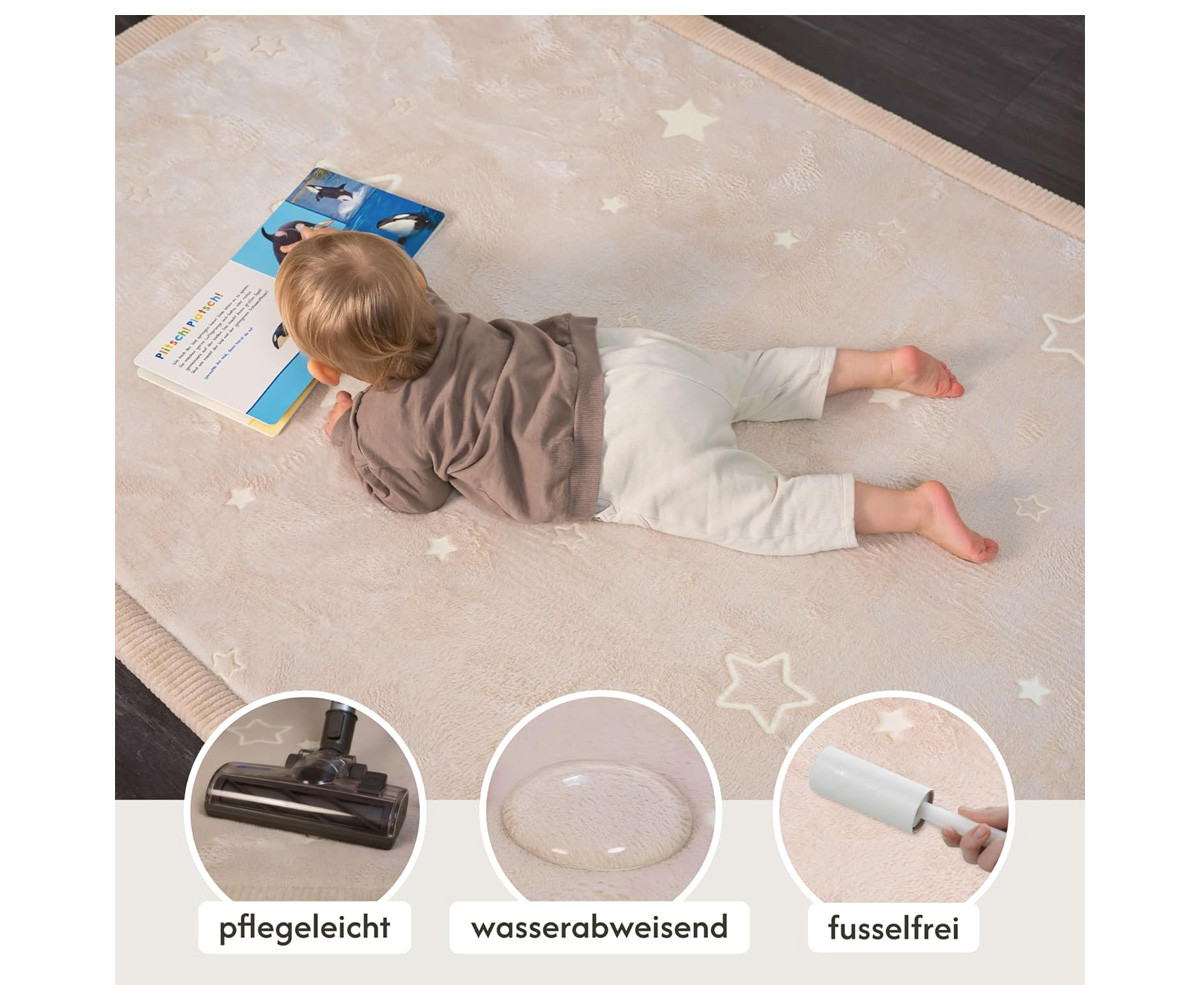 Tappeto per Bambini Glow in the Dark Stars 170x120cm