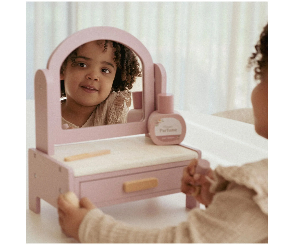 Tocador de Madera con Espejo y Accesorios