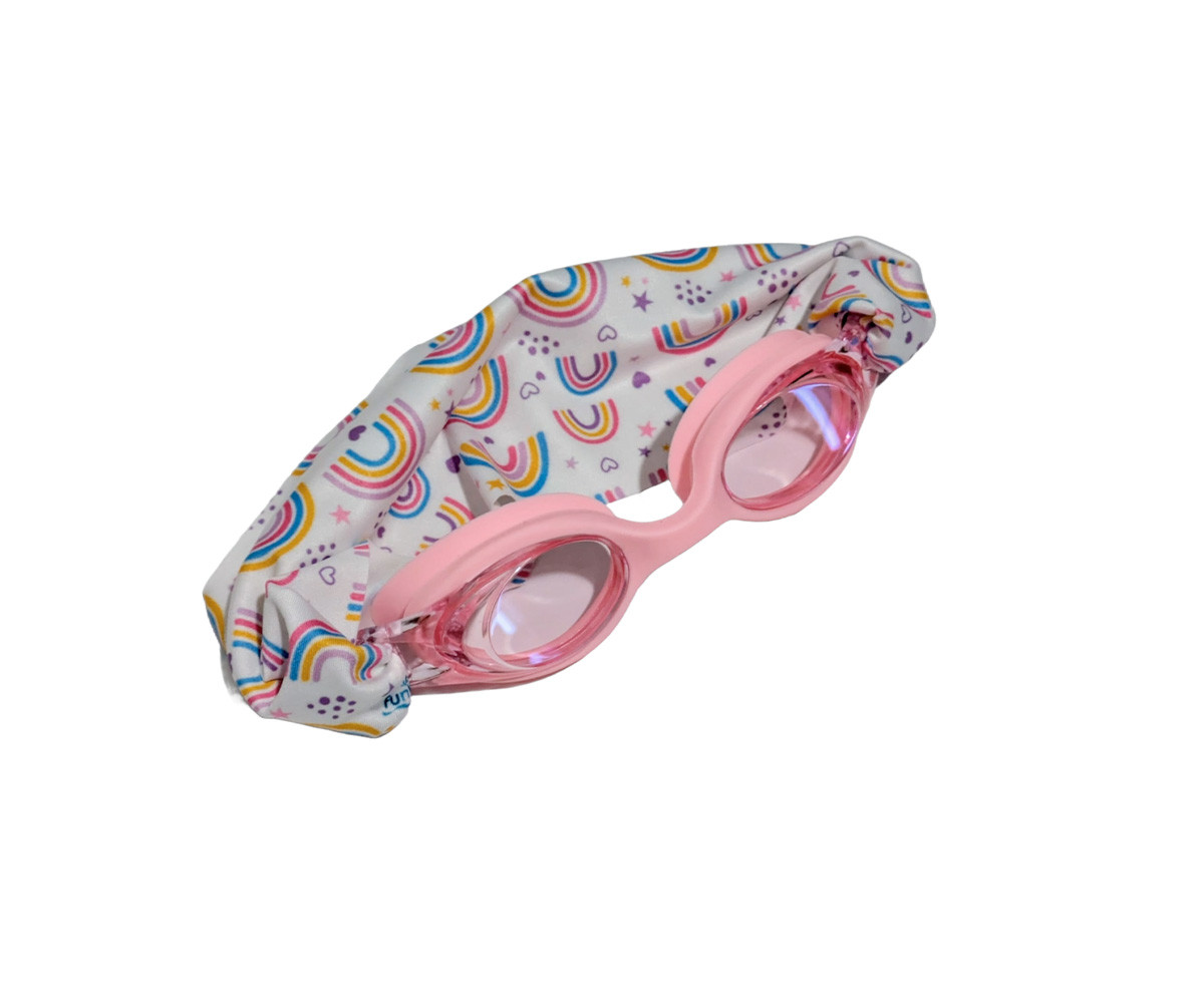 Occhiali Nuoto Bambini Rosa con Turbante Rainbow