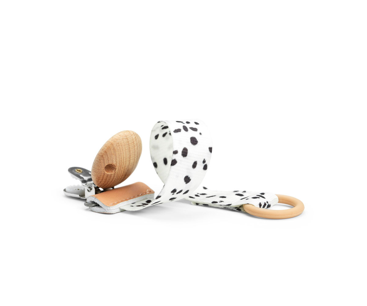 Clip per Ciuccio Legno Dalmatian Dots