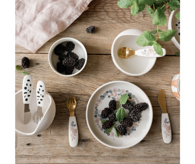 Set Piatto e Posate Silicone Blue Garden