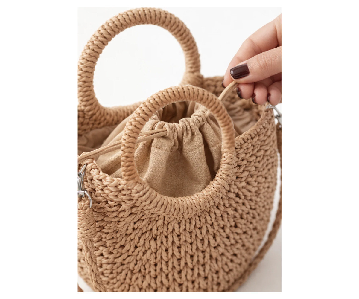 Cesta Mimbre con Lazos Blush Dots