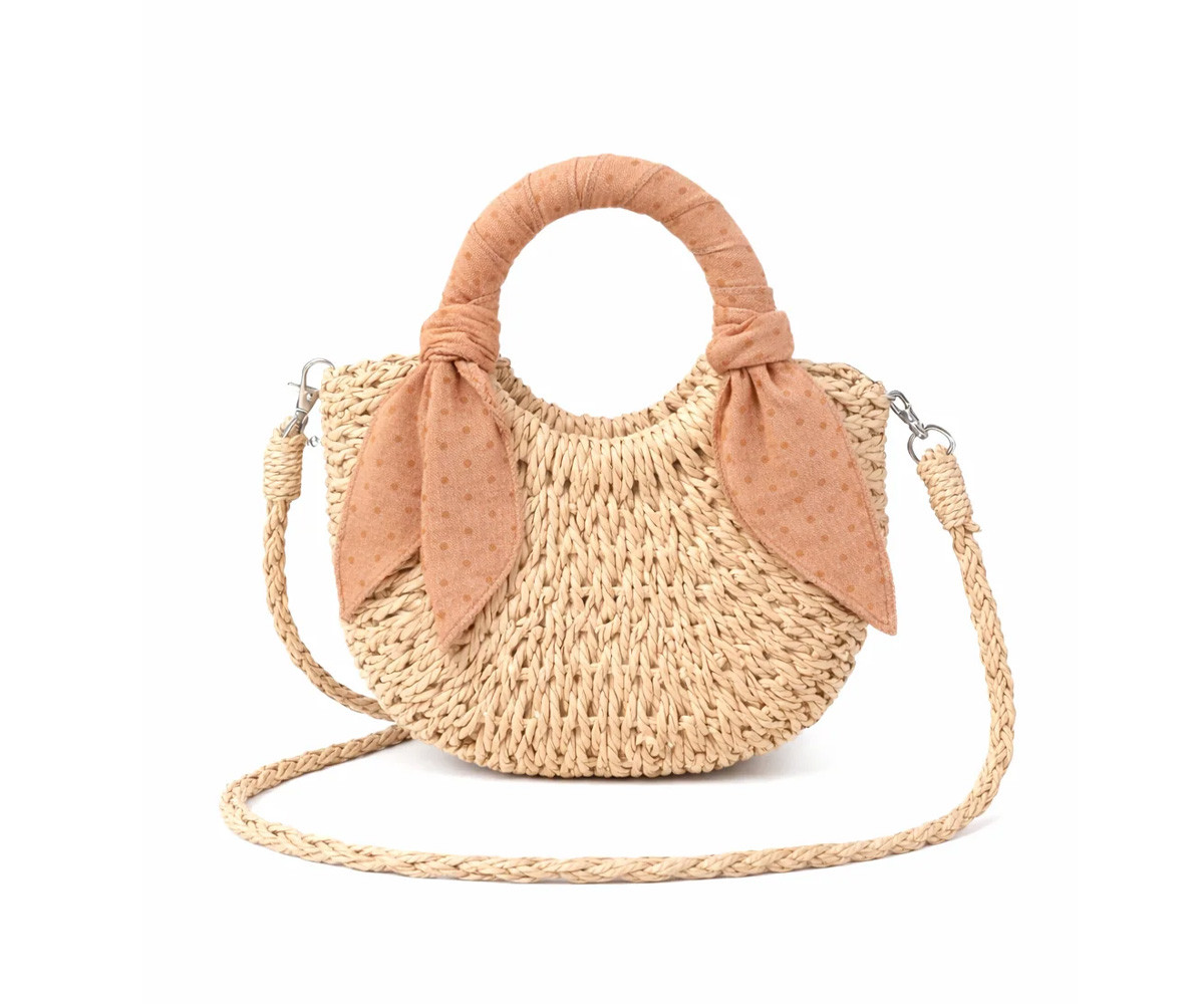 Cesta Mimbre con Lazos Blush Dots