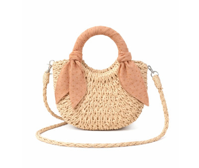 Cesta Mimbre con Lazos Blush Dots