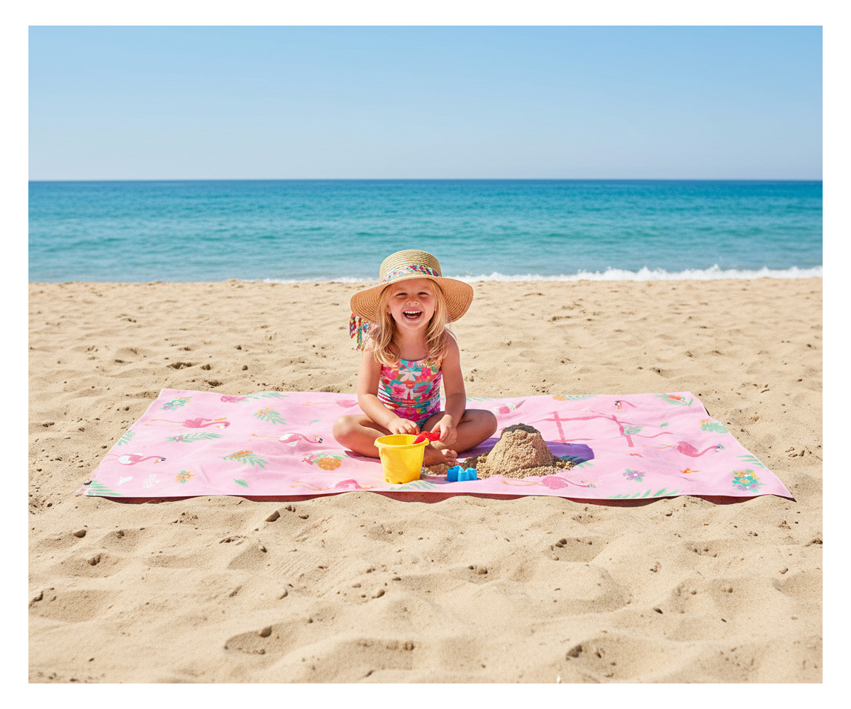 Telo Spiaggia Large Microfibra Flamingos