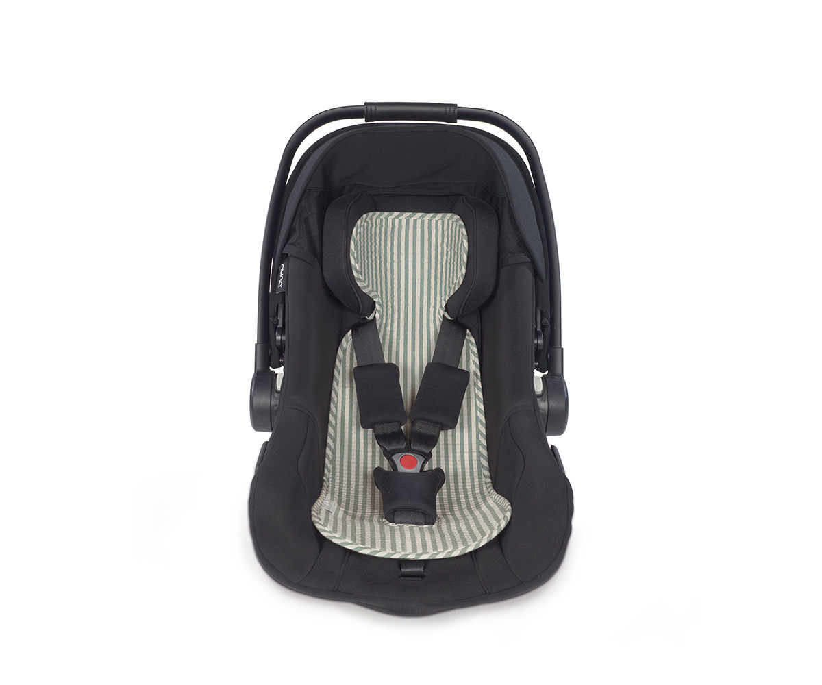 Colchoneta para Silla de Coche Praliné Rayas Matcha