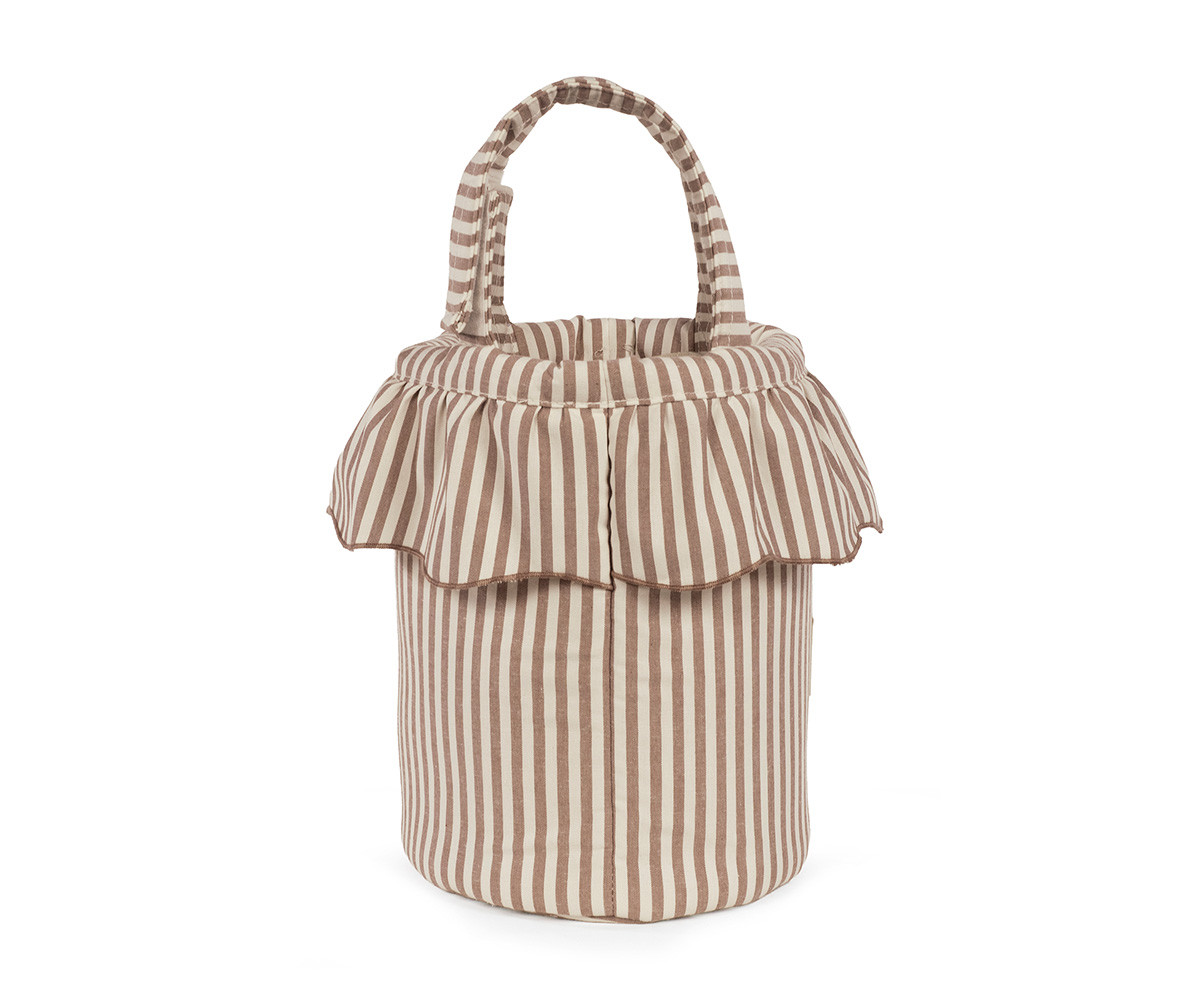 Borsa a Secchiello Bucket Praliné Stripes Moka