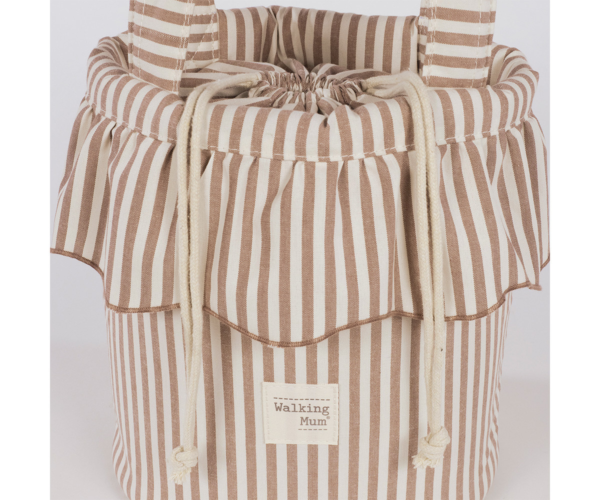 Borsa a Secchiello Bucket Praliné Stripes Moka