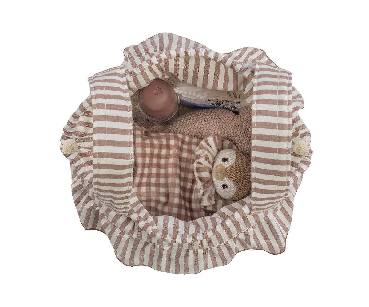 Borsa a Secchiello Bucket Praliné Stripes Moka