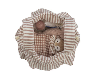 Borsa a Secchiello Bucket Praliné Stripes Moka