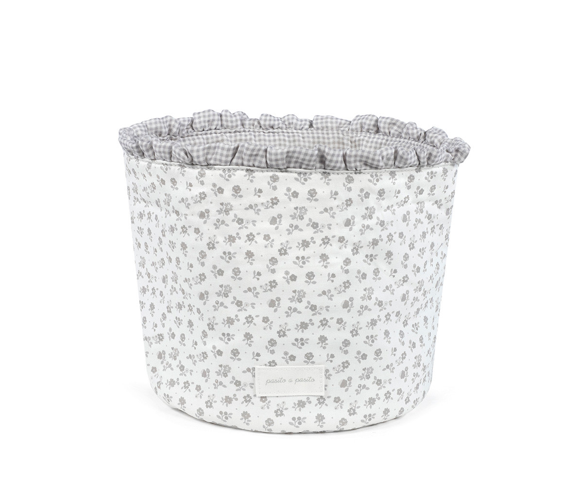 Cestito Home Little Bloom Flor Gris