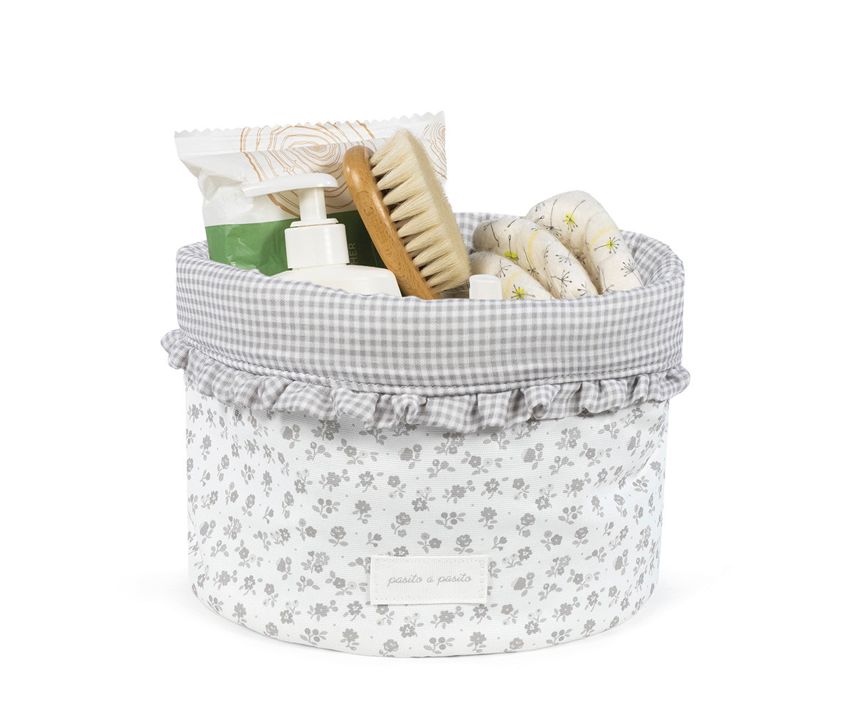 Cestito Home Little Bloom Flor Gris