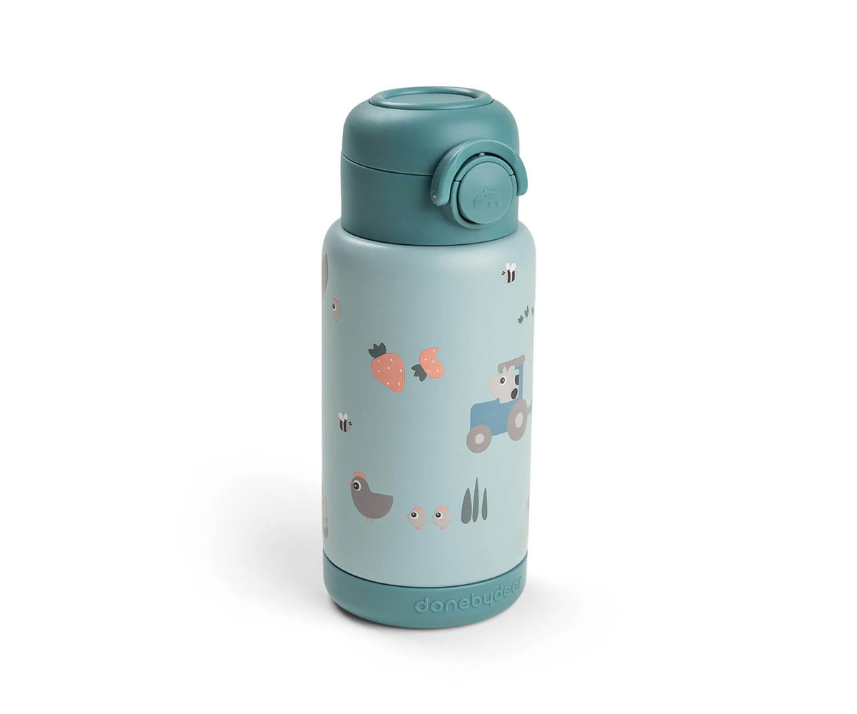 Botella Térmica con Pajita Tiny Farm Blue 340ml