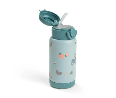 Botella Térmica con Pajita Tiny Farm Blue 340ml