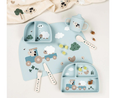 Piatto Foodie Divisorio Tiny Farm Blue