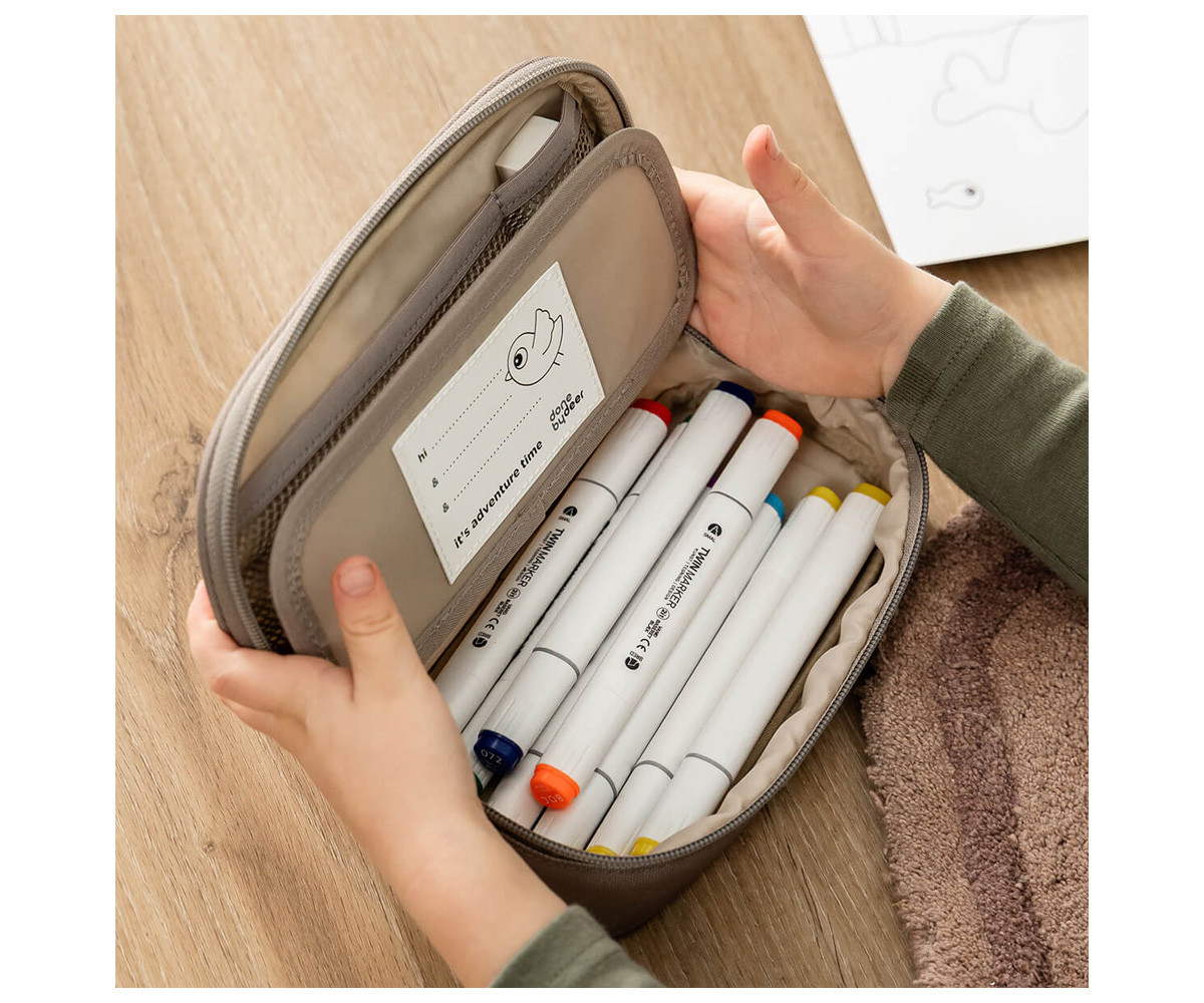 Estuche Escolar 2 Compartimentos Tiny Trails Green