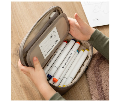 Estuche Escolar 2 Compartimentos Tiny Trails Green