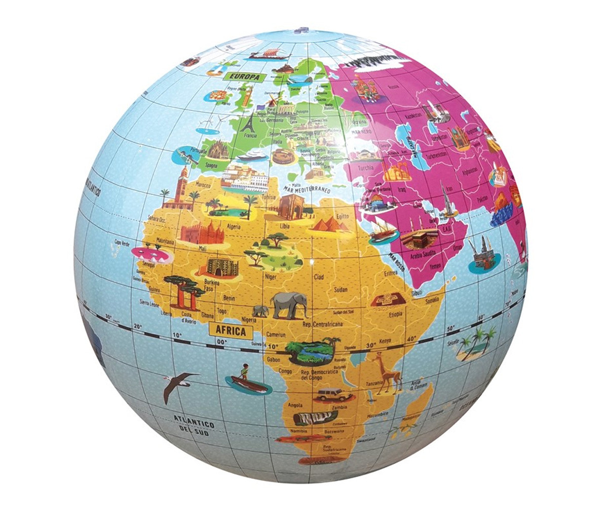 Globo Terráqueo Hinchable 40cm Maravillas del Mundo