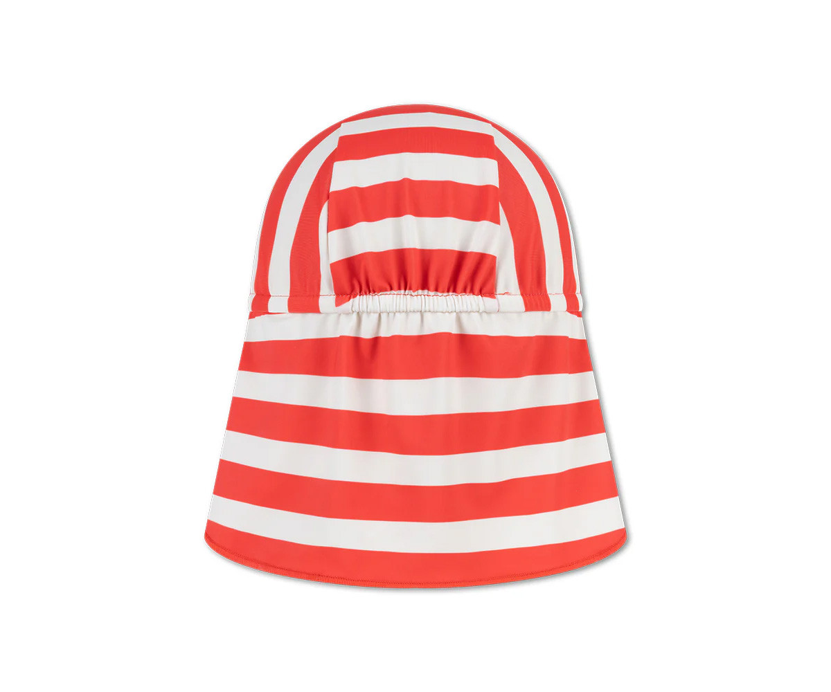 Gorro con Protección Coastal Stripe Beige/Red
