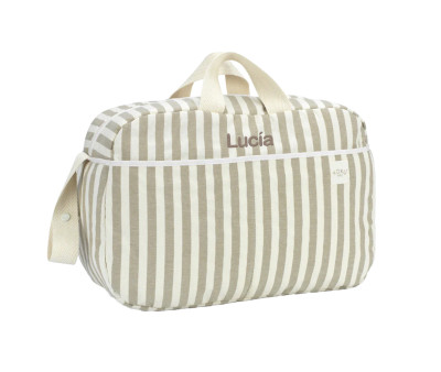 Bolso Maternidad Stripe Topo Green Personalizable