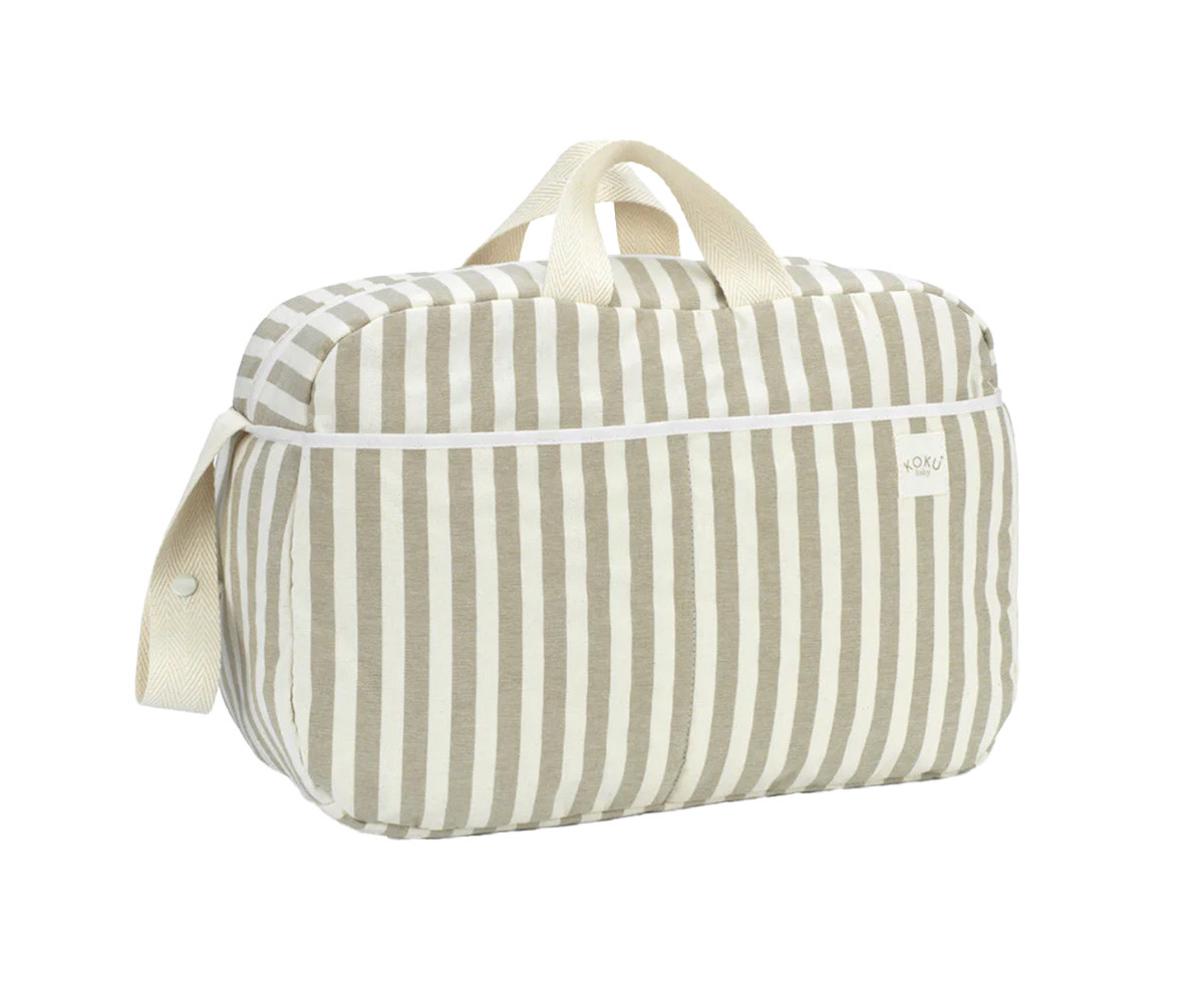 Bolso Maternidad Stripe Topo Green Personalizable