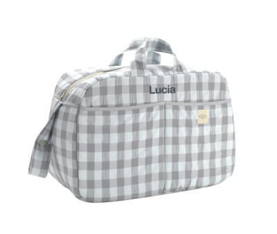 Bolso Maternidad Vichy Gris Personalizable