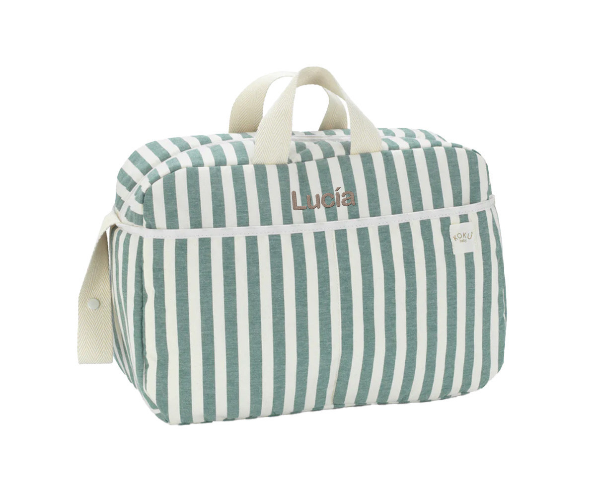 Bolso Maternidad Stripe Green Khaki Personalizable