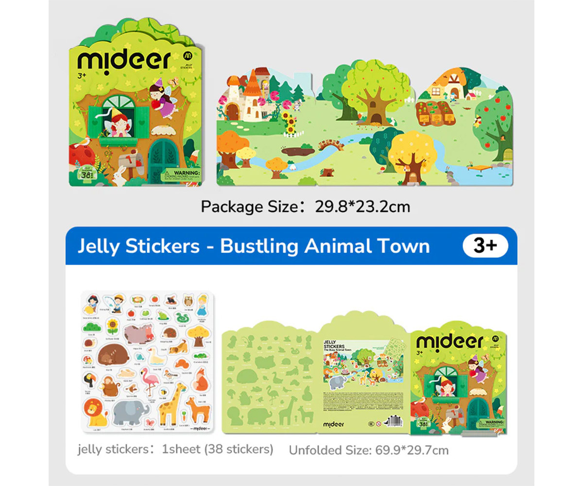Set de Pegatinas de Gel Reutilizables Mideer Animales