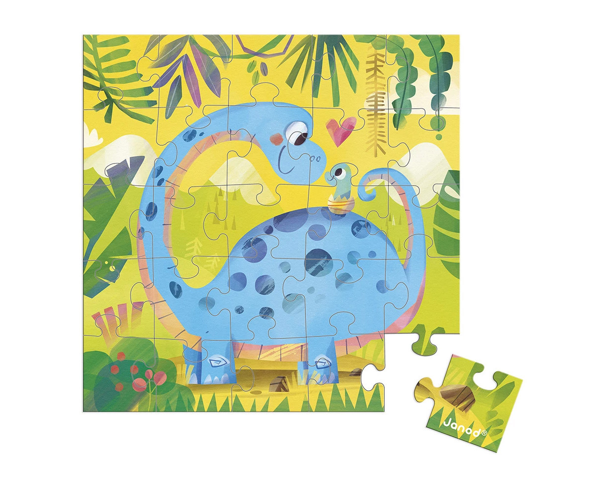 Puzzle con Tarjeta Mamá Dino y su Bebé