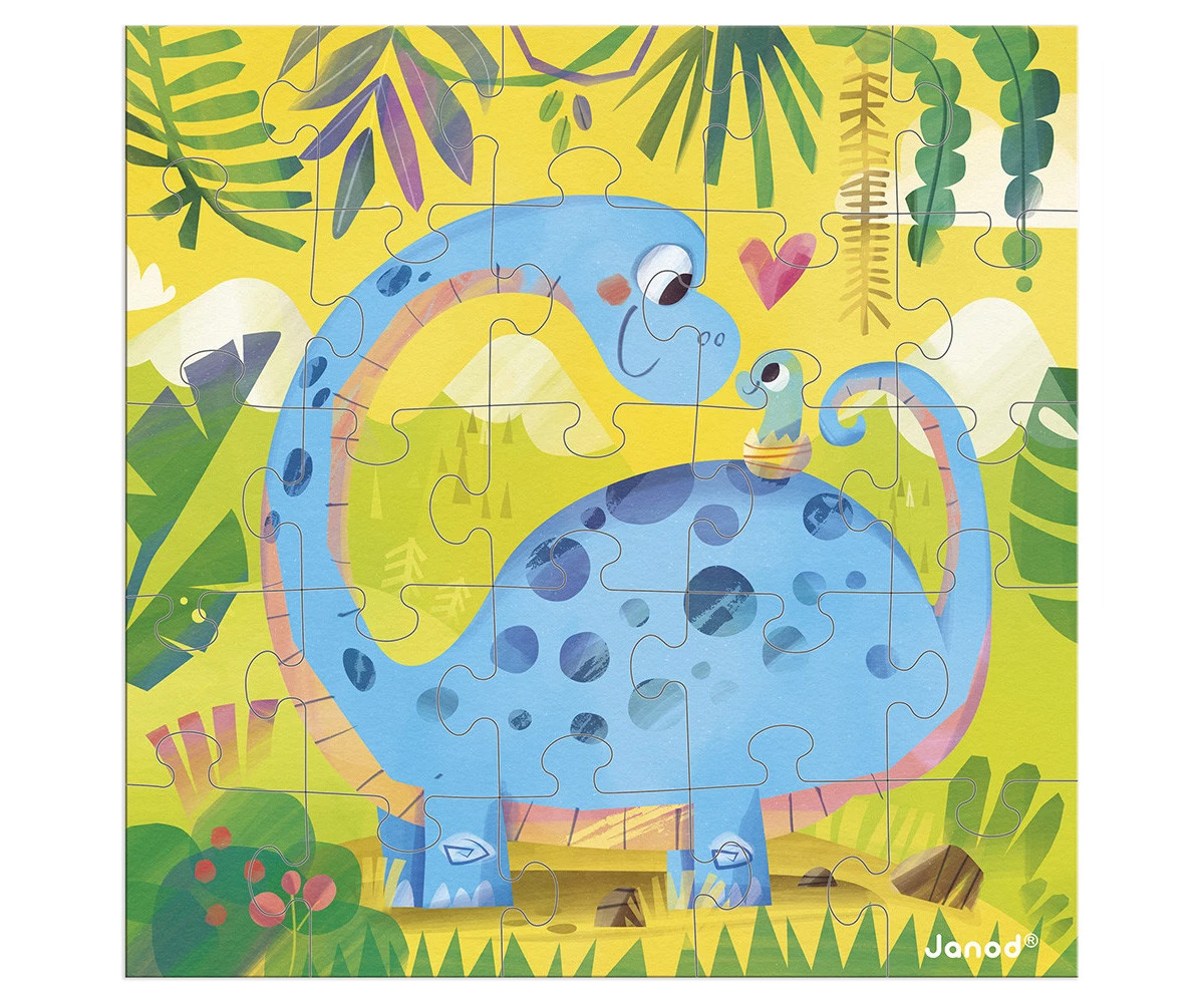 Puzzle con Tarjeta Mamá Dino y su Bebé