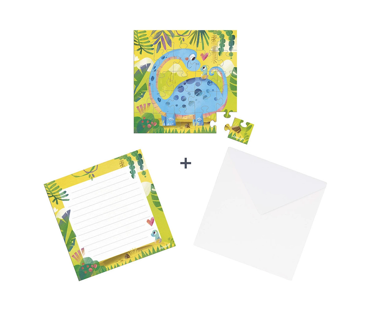 Puzzle con Tarjeta Mamá Dino y su Bebé
