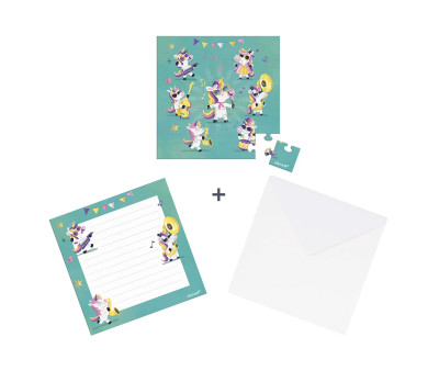 Puzzle con Tarjeta Unicornios