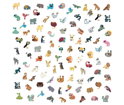 100 Pegatinas Animales Exóticos