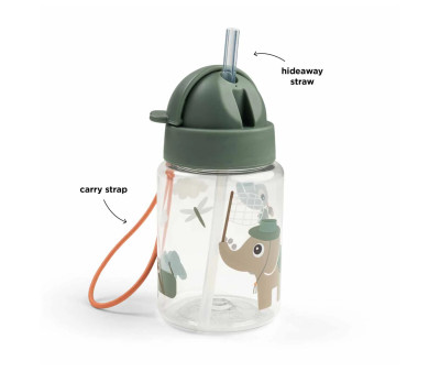Botella con Pajita Tritán Tiny Trails Green 280ml
