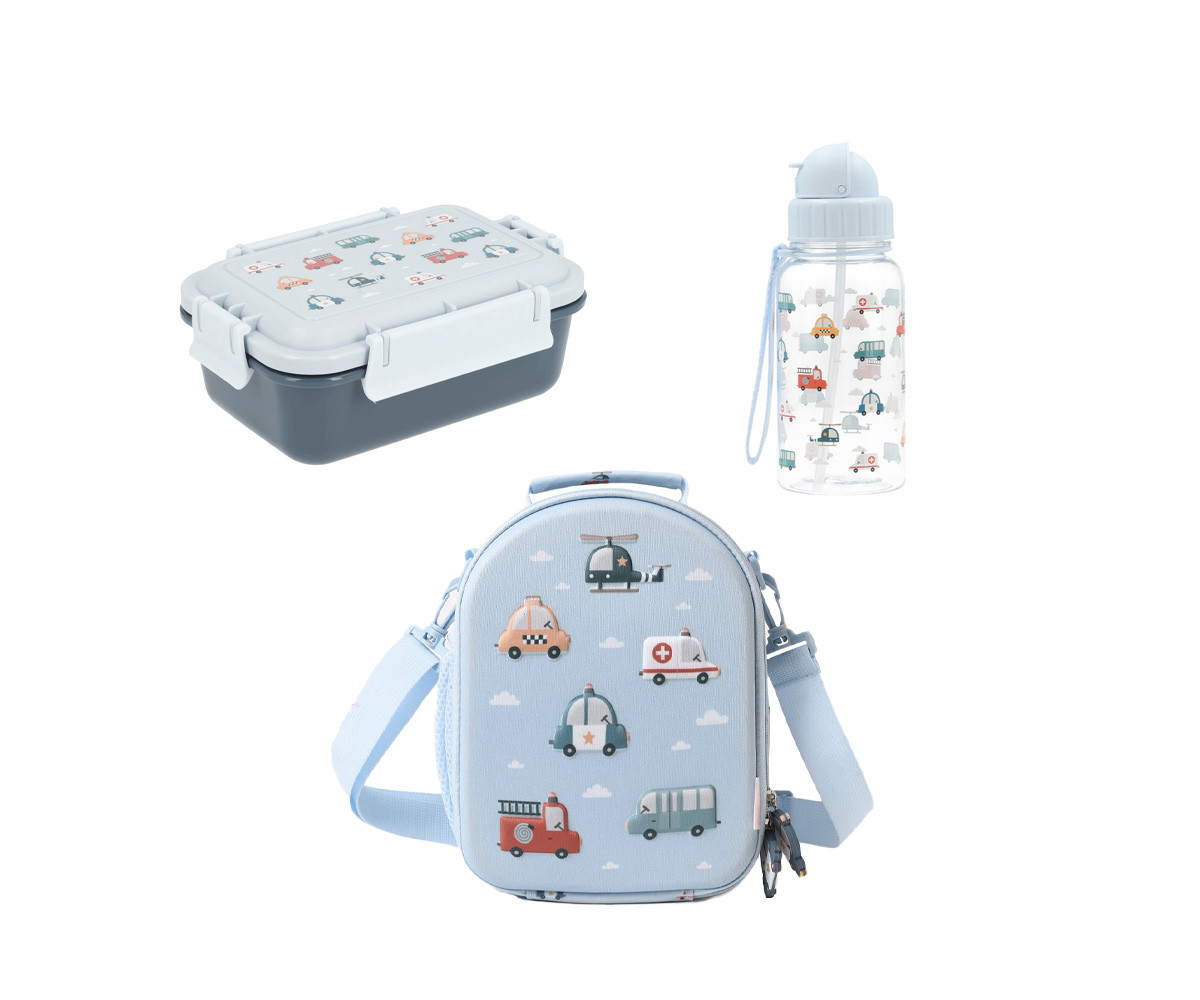 Pack Almuerzo Infantil City Cars Personalizable